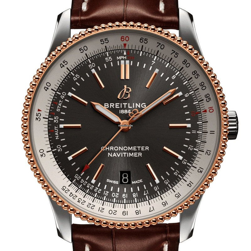 Shop Breitling Navitimer 1 Automatic 41mm Black Dial Brown Leather Strap Mens Watch - U17326211M1P1 in USA