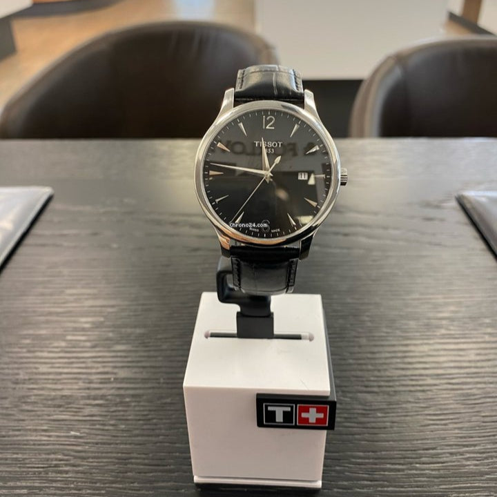 Tissot T Classic Tradition Black Dial Black Leather Strap Watch For Men - T063.610.16.057.00 Buy Now By Tissot