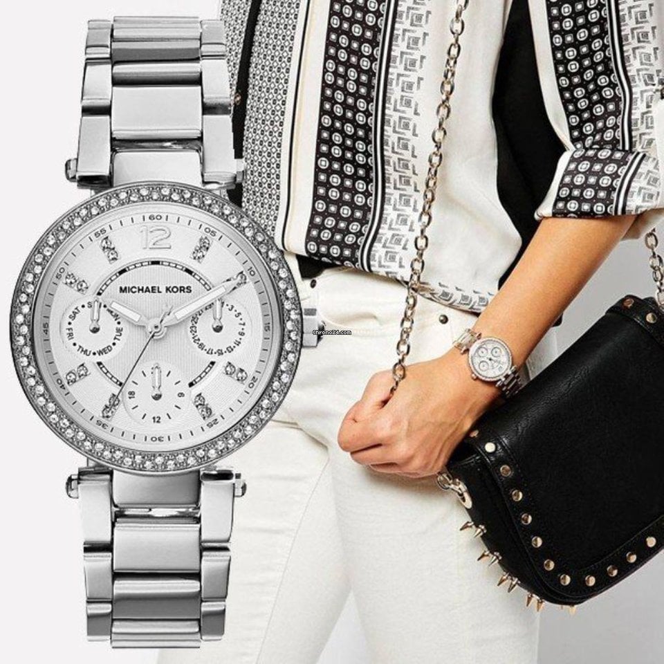 Michael Kors Parker Silver Dial Silver Steel Strap Watch for Women - MK5615