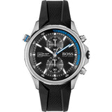 Hugo Boss Globetrotter Chronograph Black Dial Black Silicone Strap Watch for Men - 1513820
