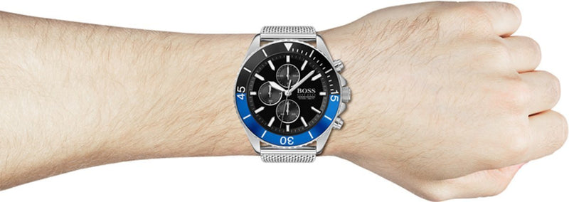 Hugo Boss Ocean Edition Black Dial Silver Mesh Strap Watch for Men - 1513742 Buy Now By Hugo Boss