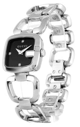 Gucci G Diamonds Black Dial Silver Steel Strap Watch For Women - YA125509 Buy Now By Gucci
