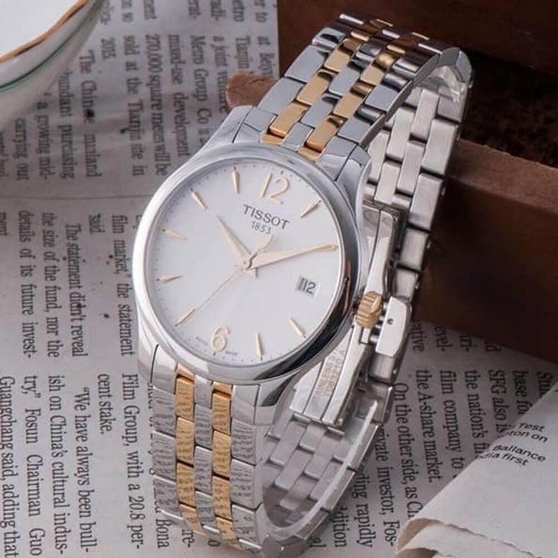 Tissot T Classic Tradition White Dial Two Tone Mesh Bracelet Watch for Women - T063.210.22.037.00 Buy Now By Tissot