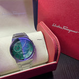 Salvatore Ferragamo Sapphire Chrono Green Dial Silver Steel Strap Watch for Men - SFME00421 Buy Now By Salvatore Ferragamo