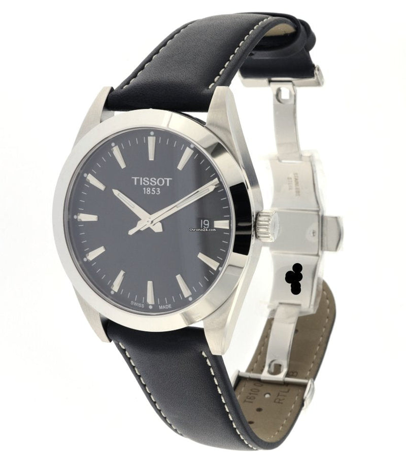 Tissot Gentleman Black Dial Black Leather Strap Watch For Men - T127.410.16.051.00 Buy Now By Tissot