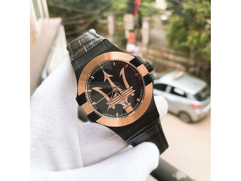 Maserati Potenza Quartz Black Dial Black Leather Strap Watch For Men - R8851108032 Buy Now By Maserati