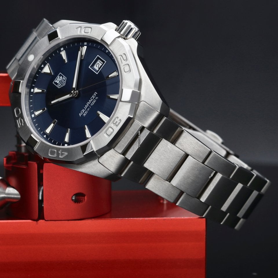 Tag Heuer Aquaracer Quartz Blue Dial Silver Steel Strap Watch for Men - WAY1112.BA0928