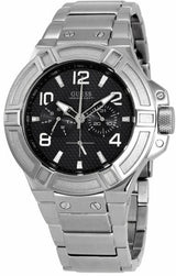 Guess Rigor Quartz Black Dial Silver Steel Strap Watch For Men - W0218G2 Buy Now By Guess