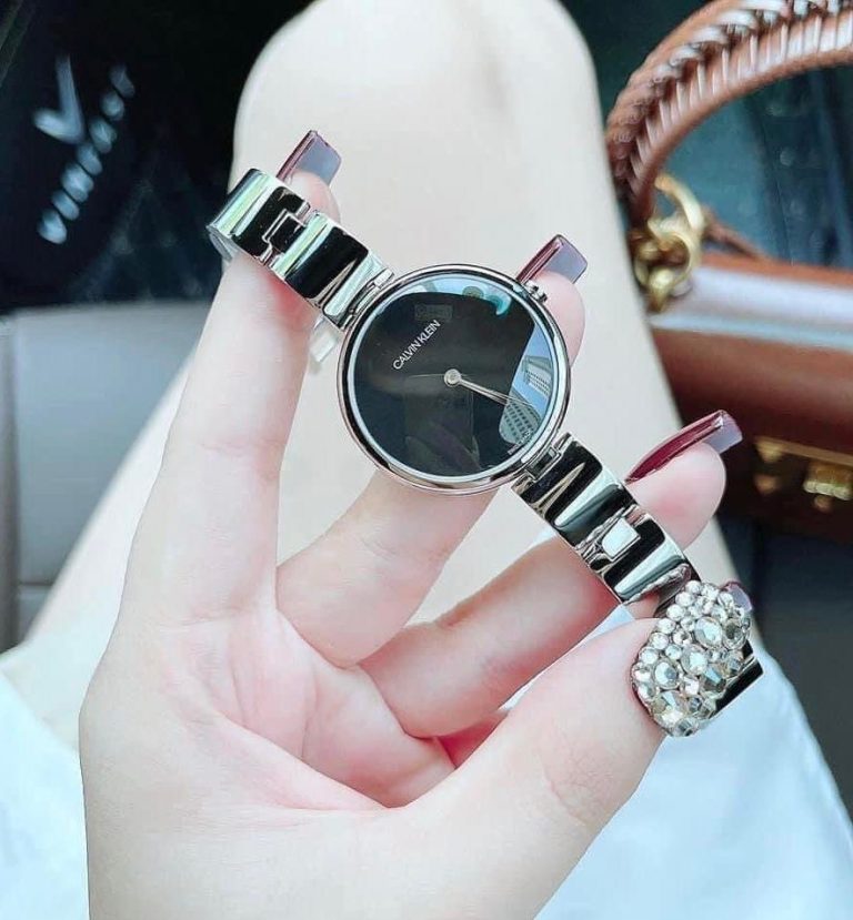 Shop Calvin Klein Wavy Black Dial Silver Steel Strap Watch for Women - K9U23141 in USA