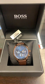 Hugo Boss Grand Prix Blue Dial Brown Leather Strap Watch for Men - 1513604 Buy Now By Hugo Boss