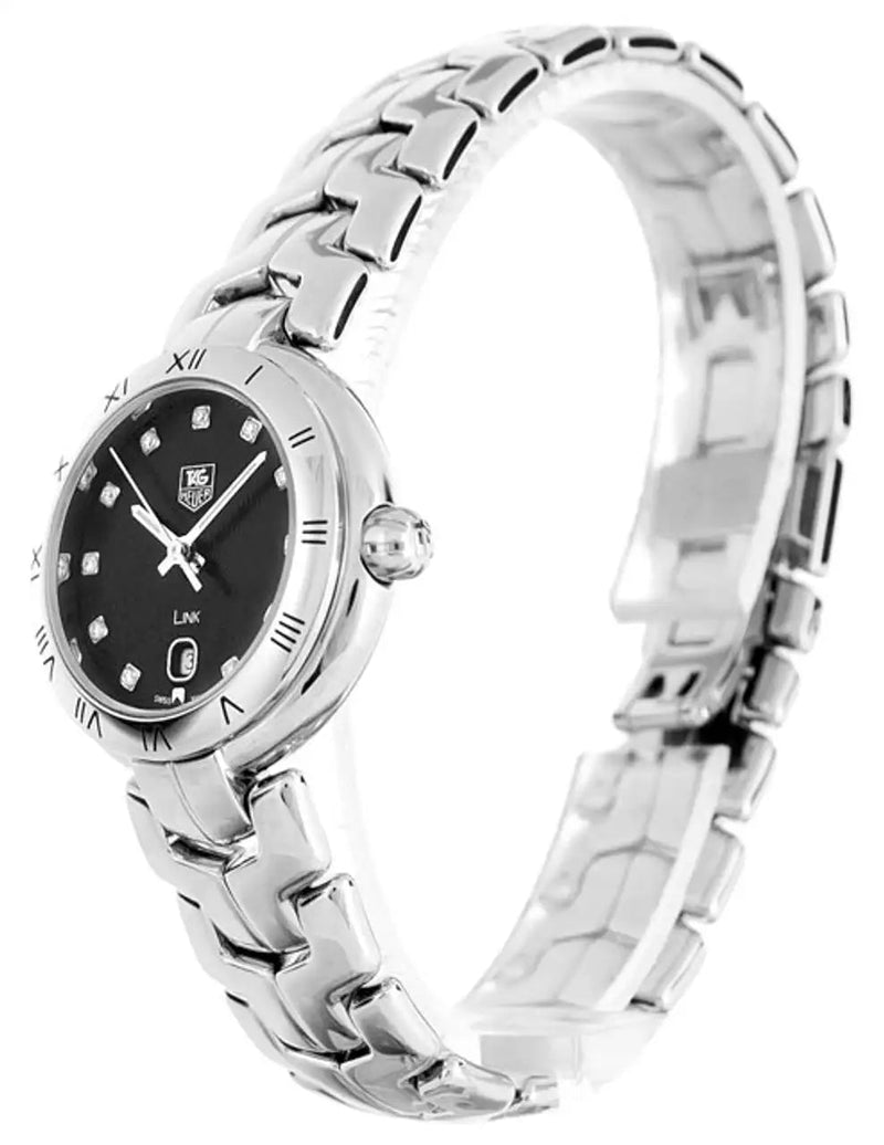 Shop Tag Heuer Link Quartz Diamonds Black Dial Silver Steel Strap Watch for Women - WAT1410.BA0954 in USA