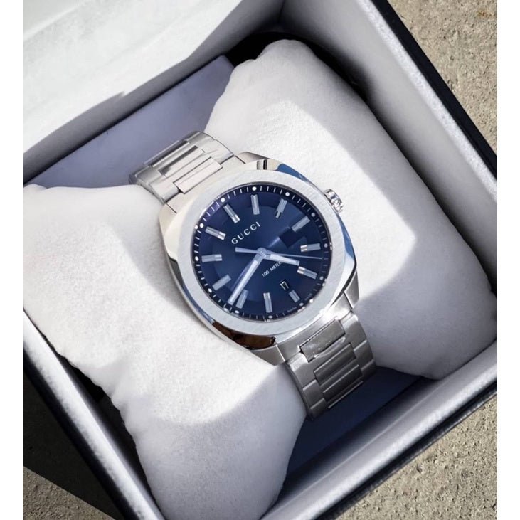 Gucci GG2570 Quartz Blue Dial Silver Steel Strap Watch For Men - YA142303 Buy Now By Gucci
