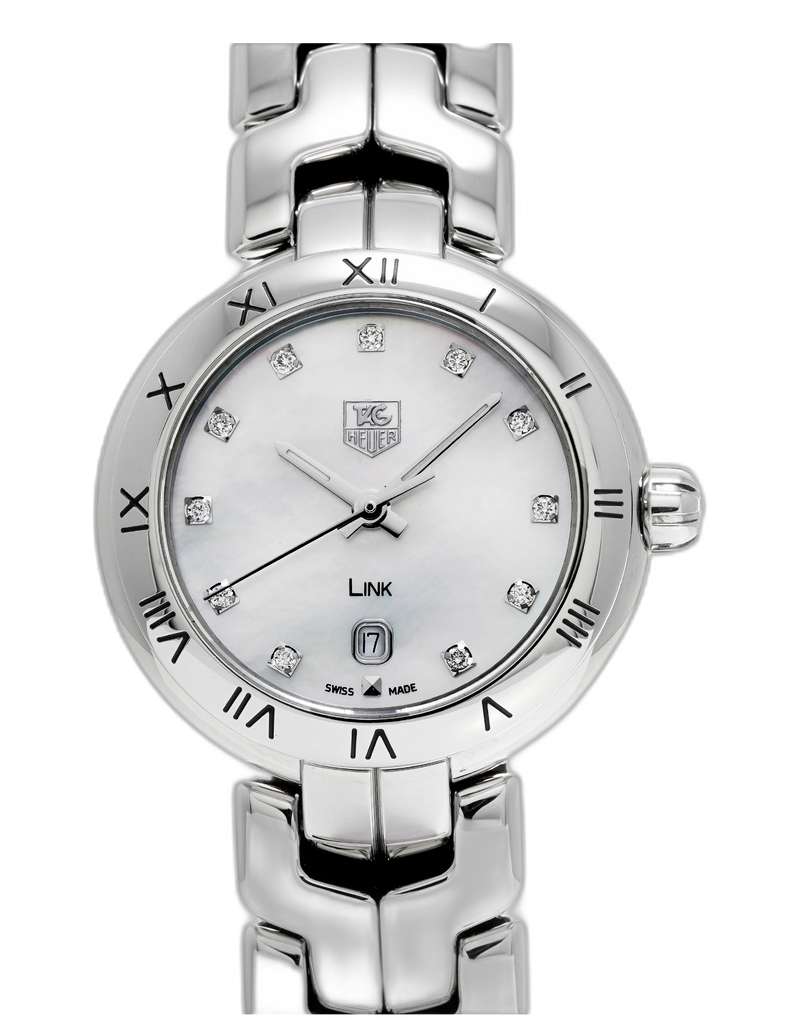Shop Tag Heuer Link Diamonds Mother of Pearl Dial Silver Steel Strap Watch for Women - WAT1417.BA0954 in USA