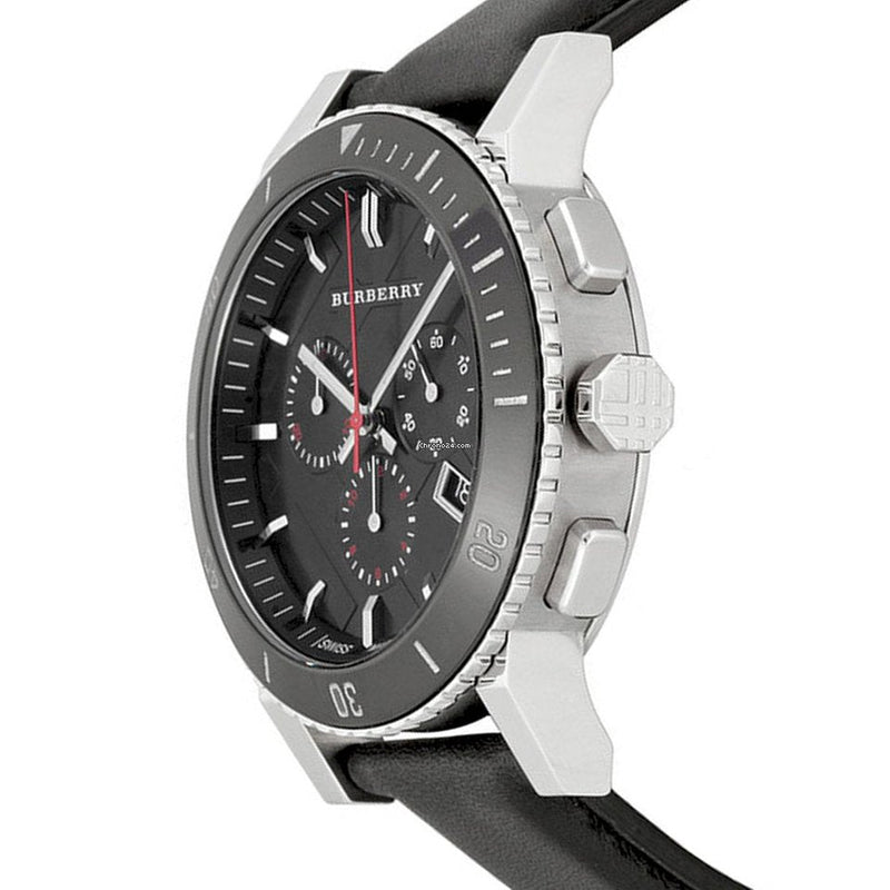 Burberry The City Black Dial Black Leather Strap Watch for Men - BU9382 Buy Now By Burberry