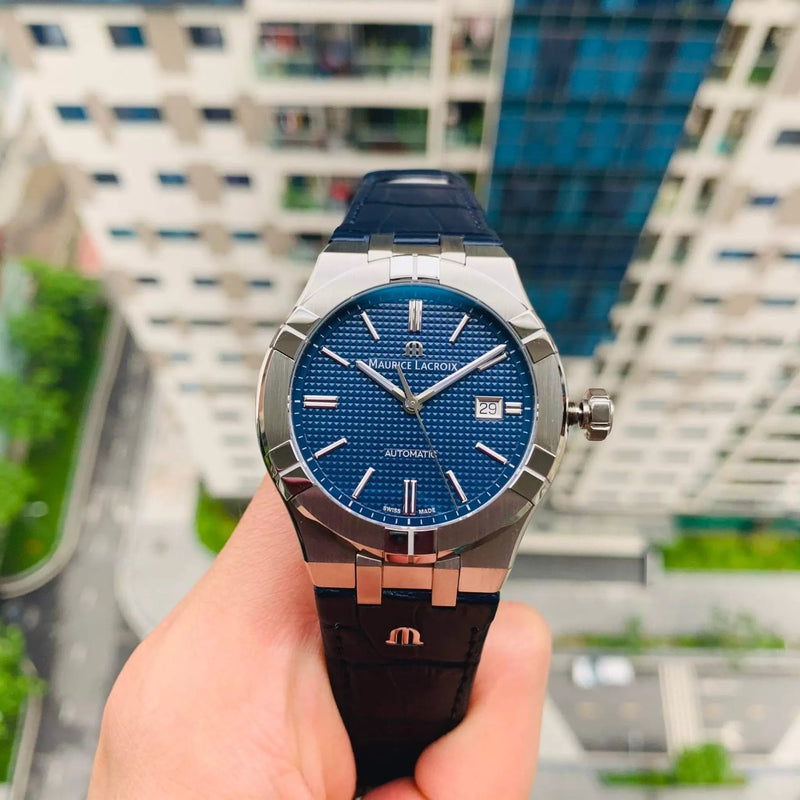 Maurice Lacroix Aikon Automatic Blue Dial Blue Leather Strap Watch For Men - AI6008-ss001-430-1 Buy Now By Maurice Lacroix