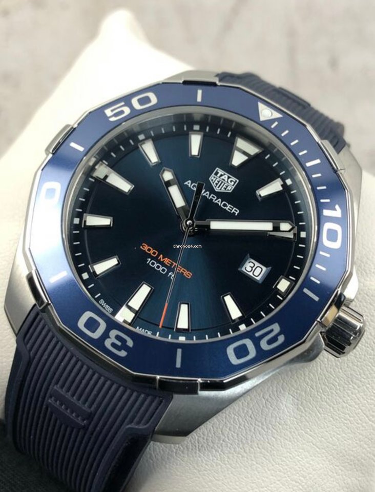 Tag Heuer Aquaracer Quartz Blue Dial Blue Rubber Strap Watch for Men -  WAY101C.FC6153