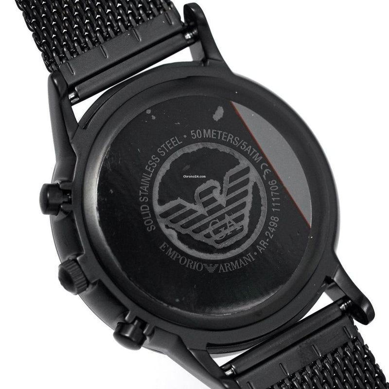 Emporio Armani Renato Chronograph Black Dial Black Mesh Bracelet Watch For Men - AR2498 Buy Now By Emporio Armani