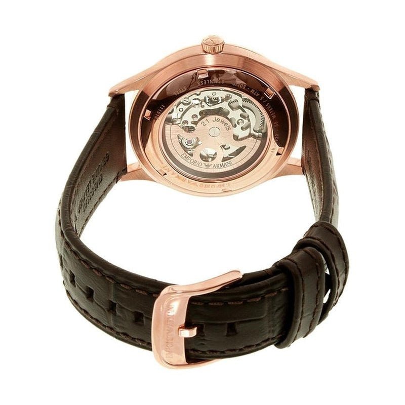Emporio Armani Meccanico White Dial Brown Leather Strap Watch For Men - AR1920 Buy Now By Emporio Armani