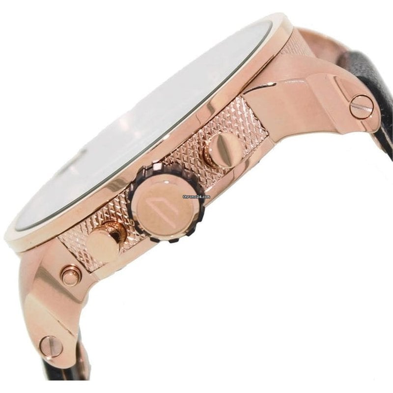 Diesel Little Daddy Black & Gold Dial Black Leather StrapWatch For Men - DZ7282 Buy Now By Diesel