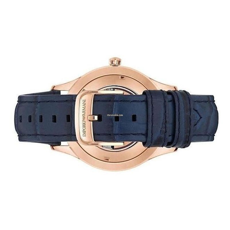 Emporio Armani Meccanico Automatic White Dial Blue Leather Strap Watch For Men - AR1947 Buy Now By Emporio Armani