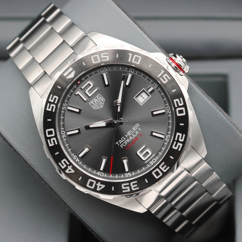 Tag Heuer Formula 1 Calibre 5 Chronograph Anthracite Dial Silver Steel Strap Watch for Men - WAZ2011.BA0842 Buy Now By Tag Heuer