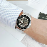 Fossil FB-01 Automatic Skeleton Black Dial Silver Steel Strap Watch for Men - ME3190 Buy Now By Fossil