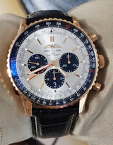 Shop Breitling Navitimer B01 Chronograph 46 Silver Dial Black Leather Strap Watch for Men - RB0137241G1P1 in USA