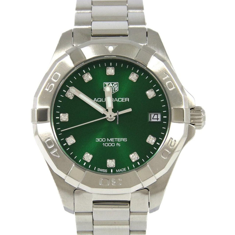Shop Tag Heuer Aquaracer Diamonds Emerald Green Dial Watch for Women - WBD1316.BA0740 in USA