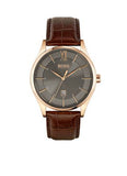 Hugo Boss Ambassador Grey Dial Brown Leather Strap Watch for Men - 1513387