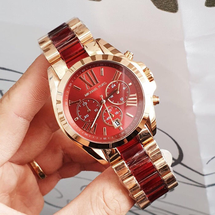 Michael Kors Bradshaw Burgundy Dial Two Tone Steel Strap Watch for Women - MK6270 Buy Now By Michael Kors