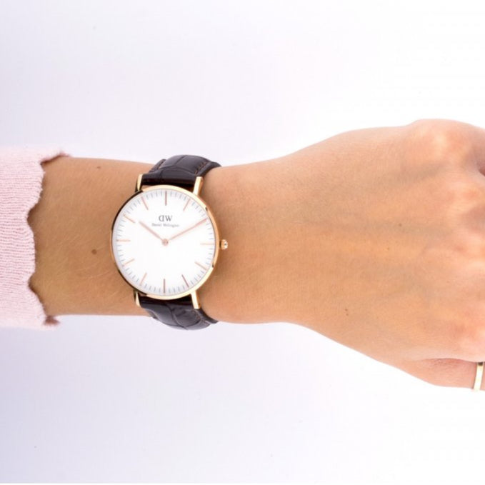 Daniel Wellington Classic York White Dial Brown Leather Strap Watch For Women - DW00100038 Buy Now By Daniel Wellington