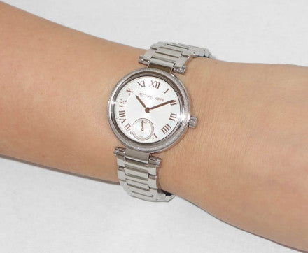 Michael Kors Skylar Quartz White Dial Silver Steel Strap Watch For Women - MK5970 Buy Now By Michael Kors