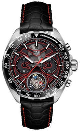 Shop Tag Heuer Formula 1 Mario Kart Chronograph Tourbillion Black Dial Black Leather Strap Watch for Men - CAZ5080.FC6517 in USA