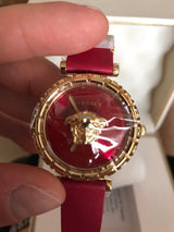 Versace Palazzo Empire Greca Red Dial Red Leather Strap Watch for Women - VEDV00319 Buy Now By Versace