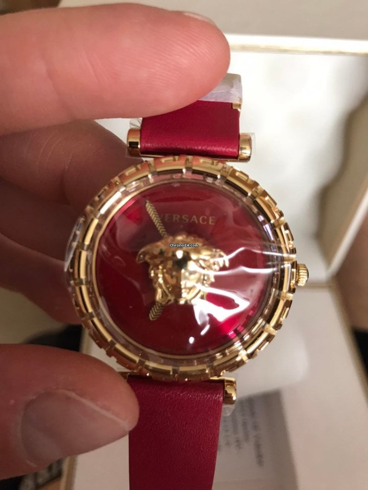 Versace Palazzo Empire Greca Red Dial Red Leather Strap Watch for Women - VEDV00319 Buy Now By Versace