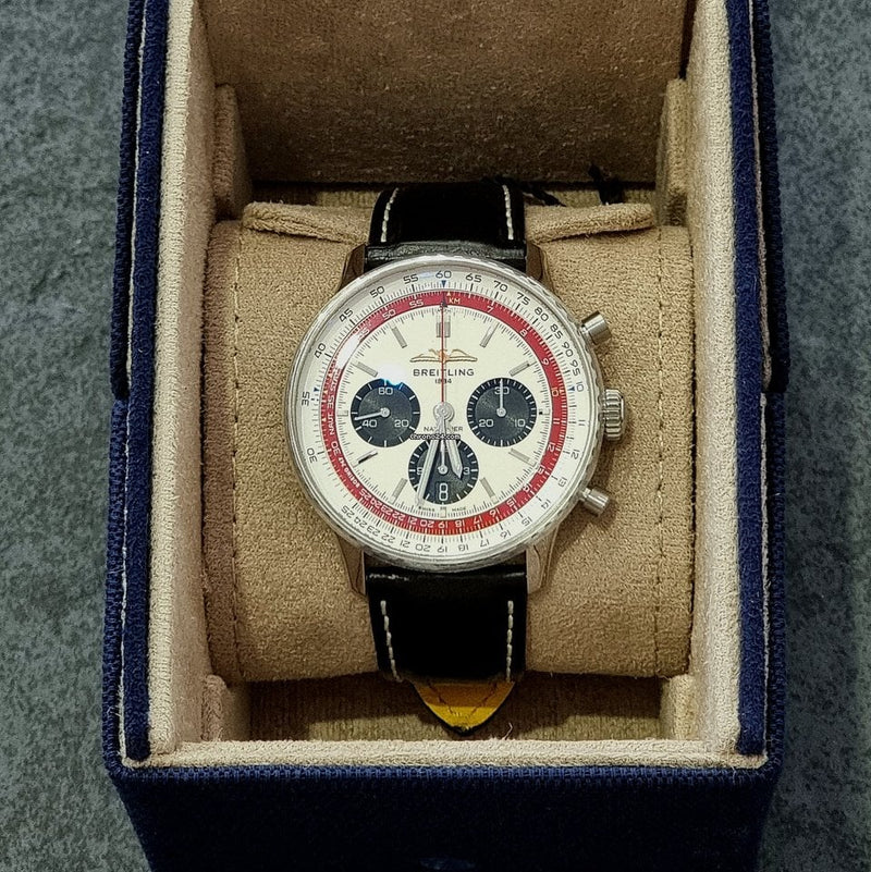Shop Breitling Navitimer B01 Chronograph 43 Boeing 747 White Dial Black Leather Strap Watch for Men - AB01383B1G1P1 in USA