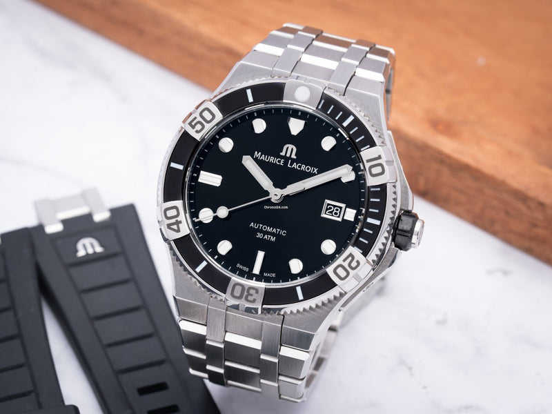 Maurice Lacroix Aikon Venturer Black Dial Silver Steel Strap Watch for Men - AI6058-SS002-330-1 Buy Now By Maurice Lacroix