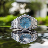Audemars Piguet Royal Oak Diamonds Light Blue Dial Silver Steel Strap Watch for Women - 15551ST.ZZ.1356ST.04