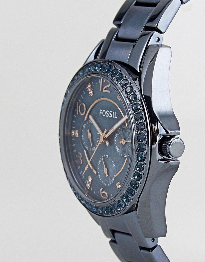 Fossil Riley Quartz Blue Dial Blue Steel Strap Watch for Women - ES4294 Buy Now By Fossil