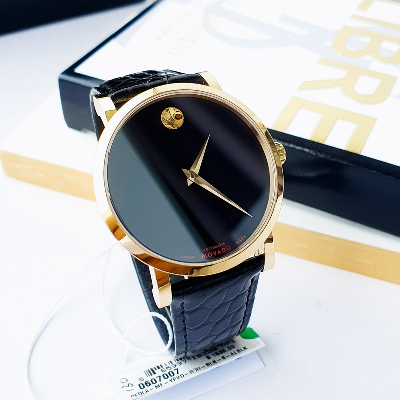 Movado Museum Classic Quartz Black Dial Black Leather Strap Watch for Men - 0607195 Buy Now By Movado