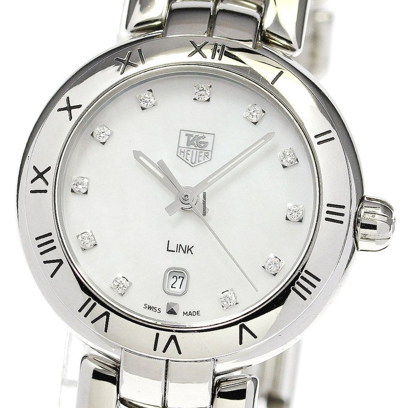 Shop Tag Heuer Link Diamonds Mother of Pearl Dial Silver Steel Strap Watch for Women - WAT1417.BA0954 in USA