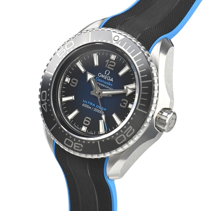 Shop Omega Planet Ocean 6000M Co Axial Master Chronometer 45.5mm Blue Dial Black Rubber Strap Watch for Men - 21532462103001 in USA