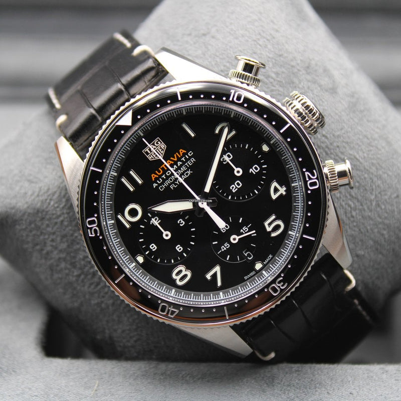 Tag Heuer Autavia Chronometer Flyback Automatic Chronograph Black Dial Black Leather Strap Watch for Men - CBE511A.FC8279 Buy Now By Tag Heuer