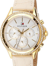 Tommy Hilfiger Ari Diamonds White Dial Cream Leather Strap Watch for Women - 1781982