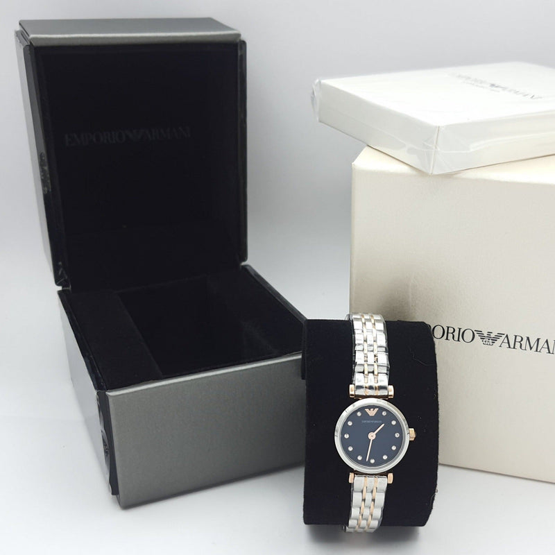 Emporio Armani Gianni T Bar Quartz Blue Dial Two Tone Steel Strap Watch For Women - AR11222 Buy Now By Emporio Armani