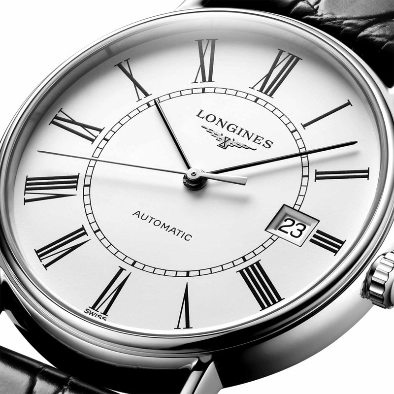 Longines Presence 38.5mm Automatic White Dial Black Leather Strap Watch for Men - L4.921.4.11.2 Buy Now By Longines