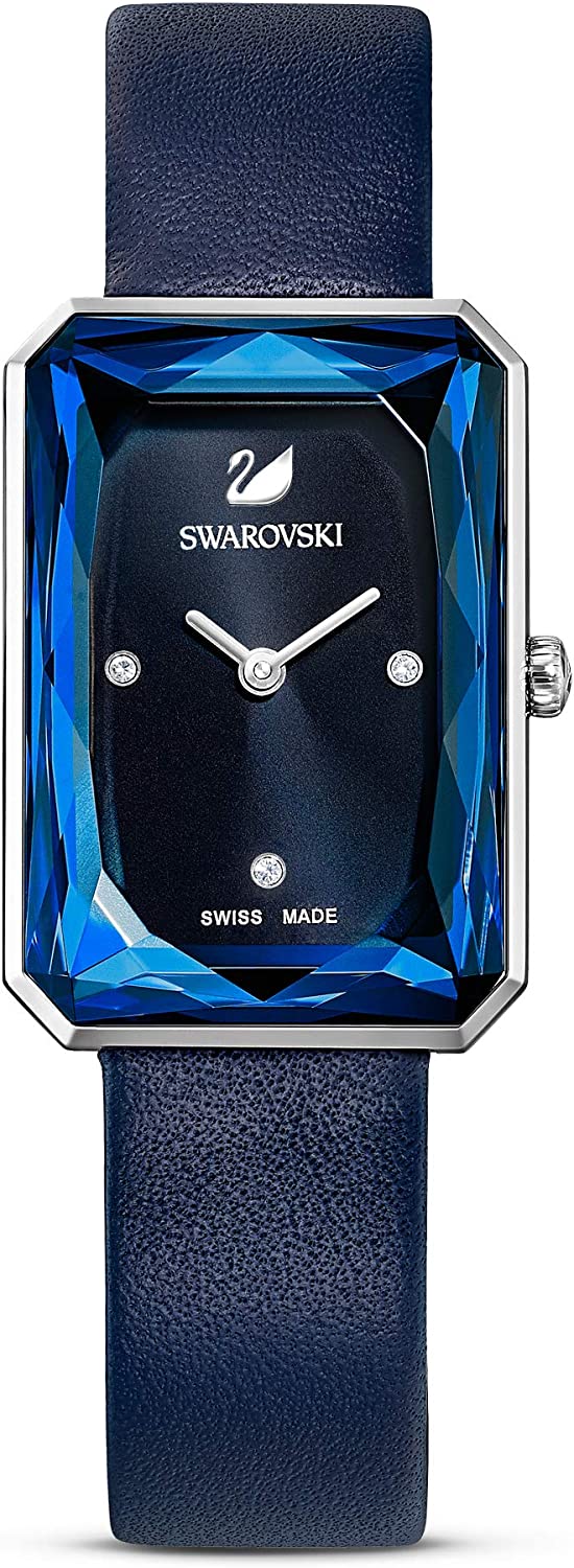 Shop Swarovski Uptown Crystal Blue Dial Blue Leather Strap Watch for Women - 5547713 in USA