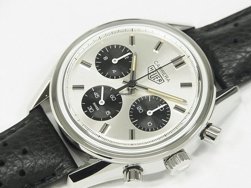 Tag Heuer Carrera Chronograph 60th Anniversary Silver Dial Black Leather Strap Watch for Men - CBK221H.FC8317 Buy Now By Tag Heuer