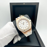 Audemars Piguet Royal Oak Offshore Diamonds White Dial White Rubber Strap Watch for Women - 67540OK.ZZ.D010CA.01