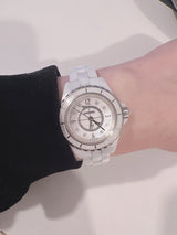 Chanel J12 Diamonds Quartz Mother of Pearl White Dial White Steel Strap Watch for Women - J12 H2570